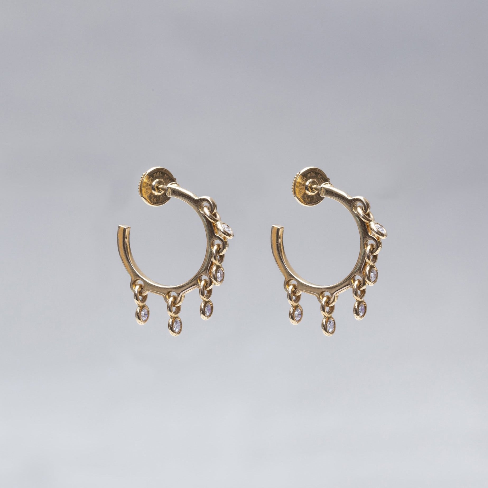 18ct Gold Multi Disc Diamond Hoop Earrings