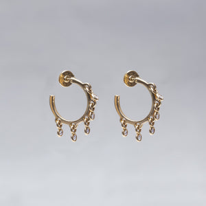 18ct Gold Multi Disc Diamond Hoop Earrings