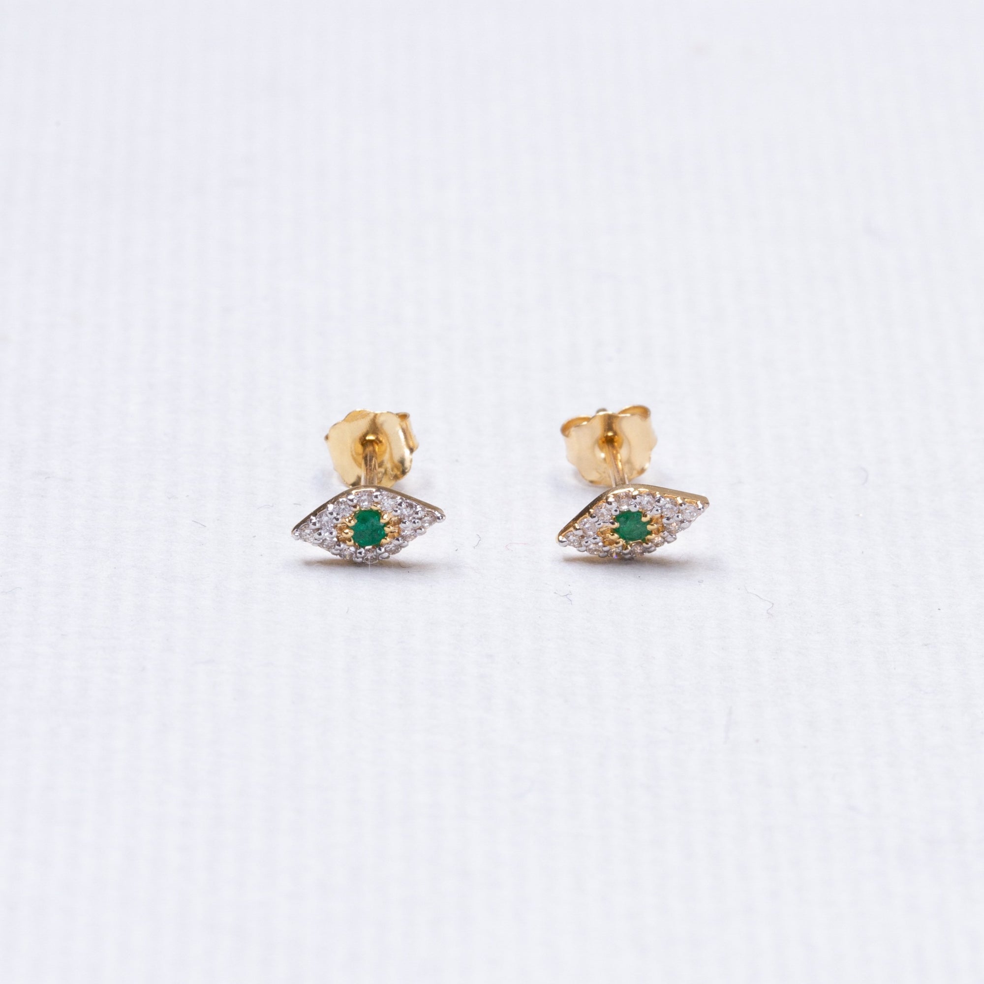 Tiny Eye Gold Diamond Stud Earrings