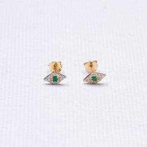 Tiny Eye Gold Diamond Stud Earrings