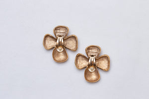 Vintage Gold Flower Clip-on Earrings