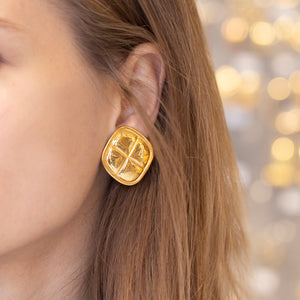 Vintage Gold Rhombus Clip-on Earrings