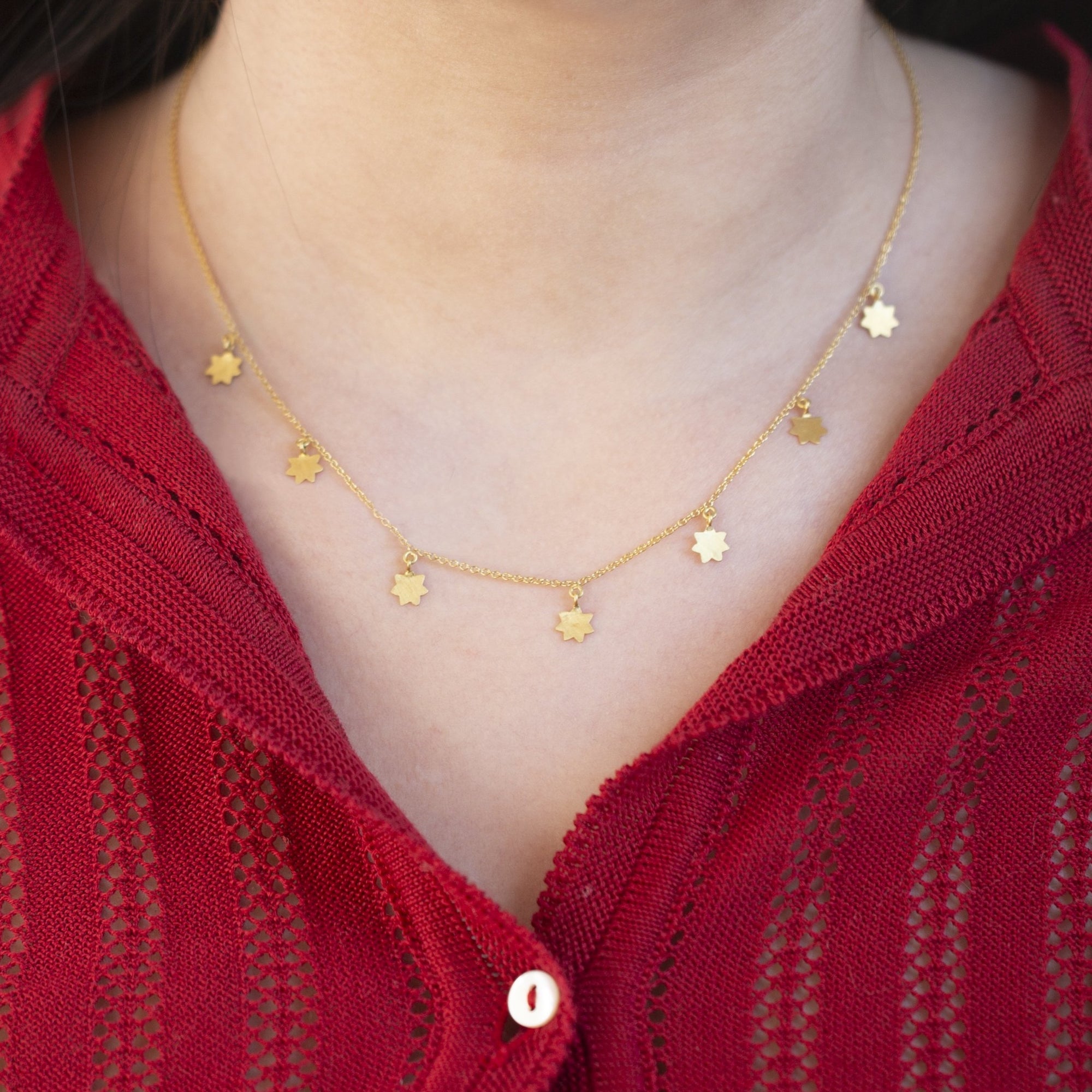 Gold Garland Necklace with Stars