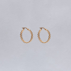 Gold Cable Link Hoop Earrings