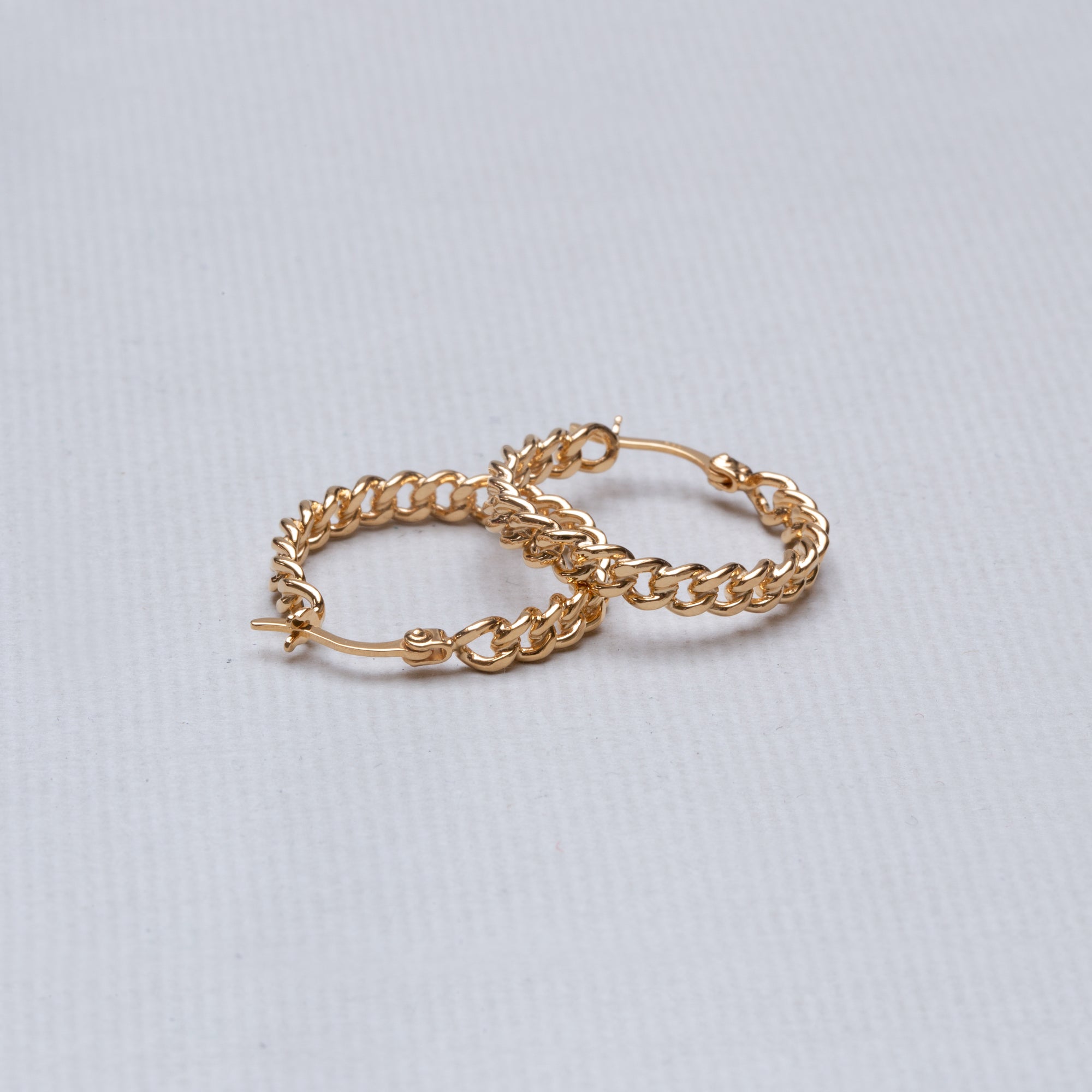 Gold Cable Link Hoop Earrings