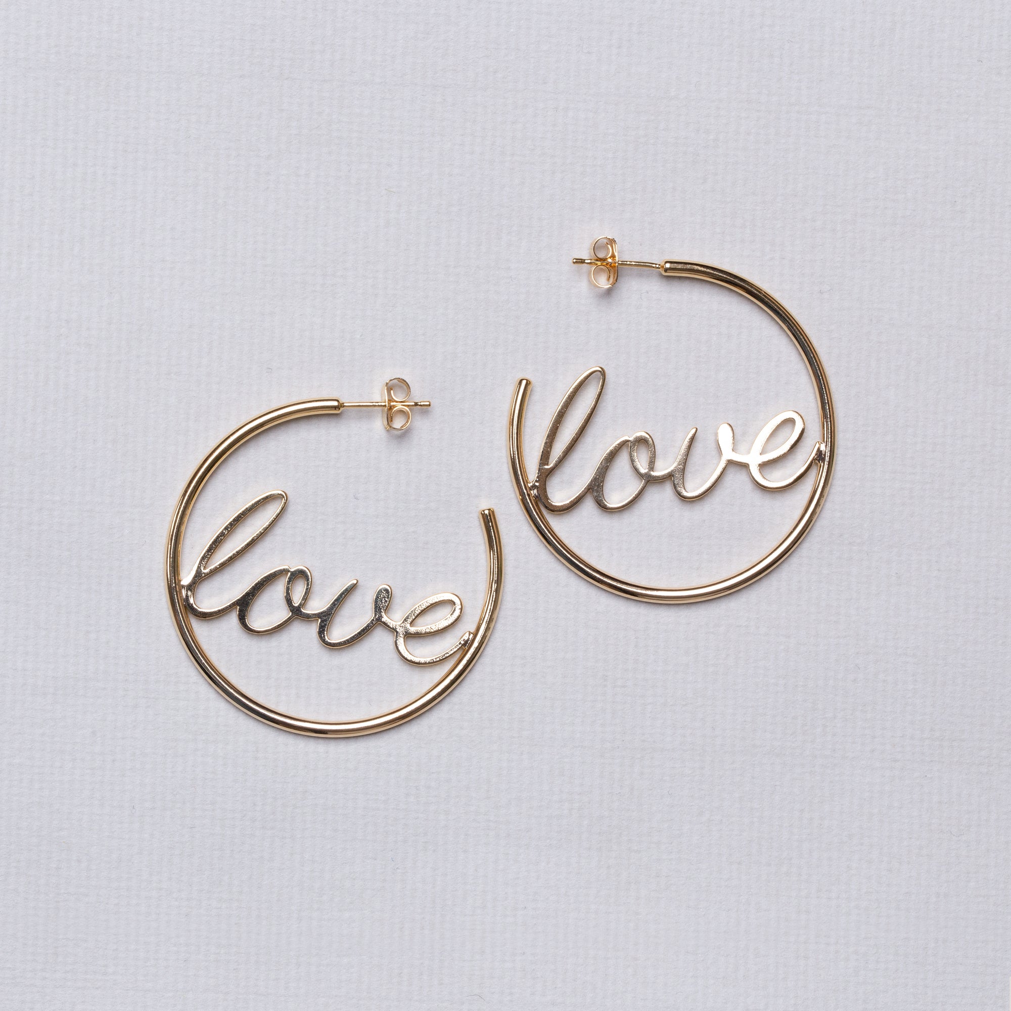 Love Stud Hoop Earrings