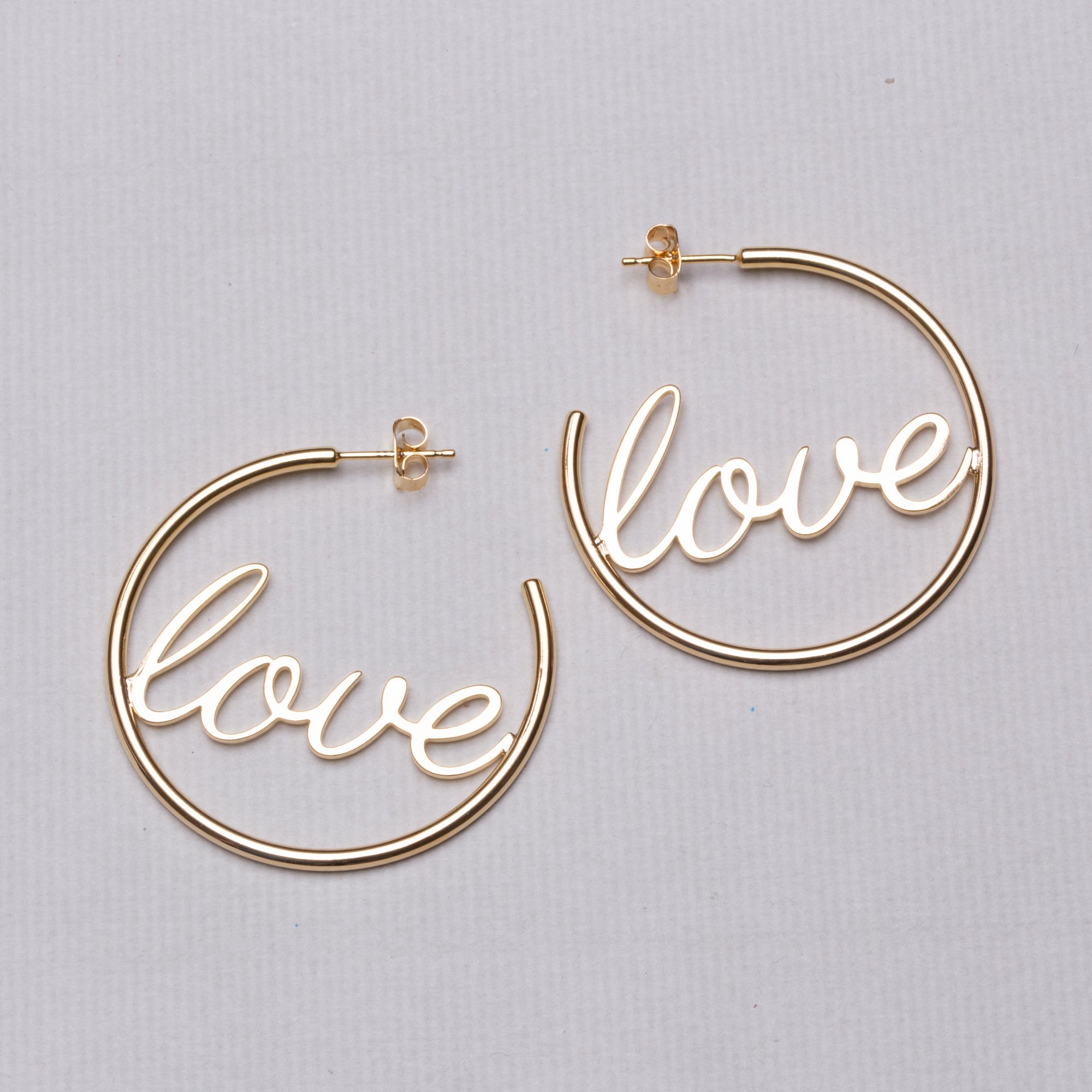 Love Stud Hoop Earrings