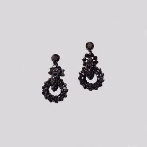 Vintage Black Beads Stud Earrings