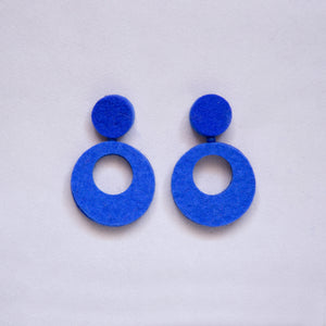 Felt Circle Stud Earrings [Blue/Red/Green]