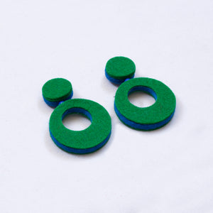 Felt Circle Stud Earrings [Blue/Red/Green]