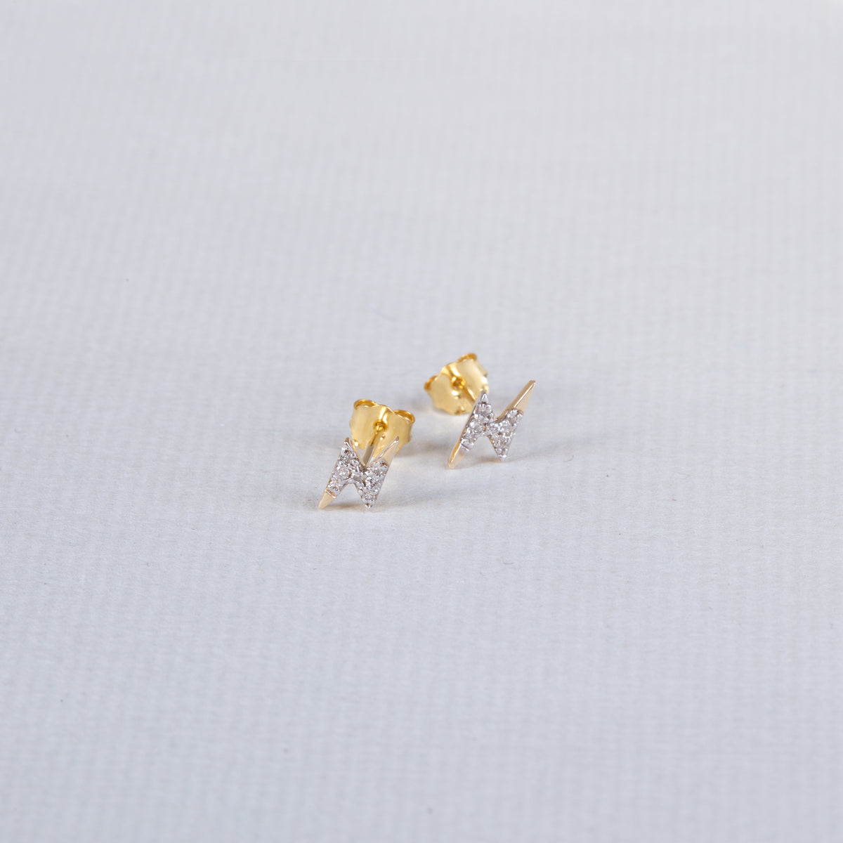 Lightning Bolt Stud Earrings with Diamond