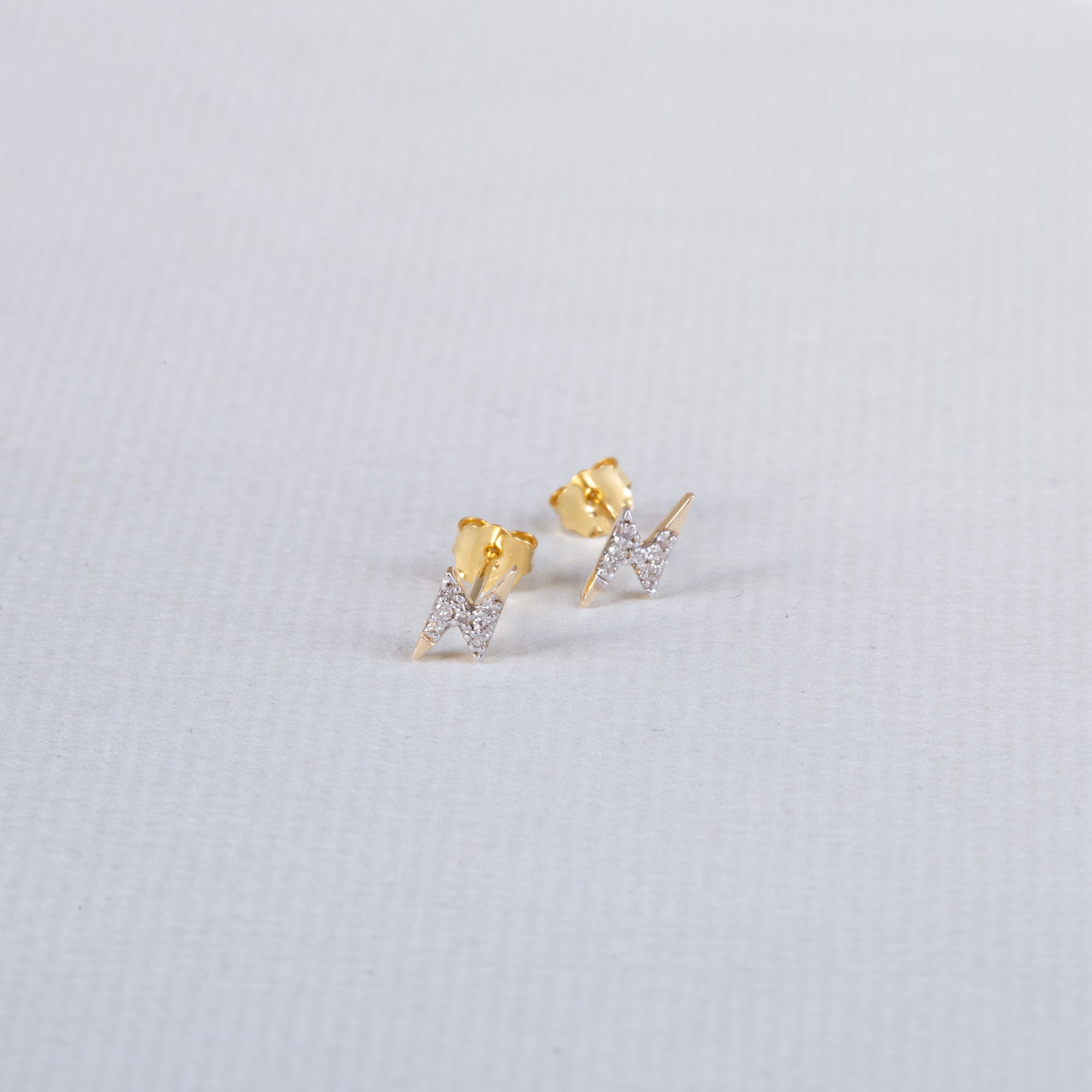 Lightning Bolt Stud Earrings with Diamond