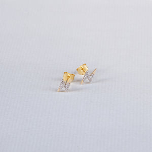 Lightning Bolt Stud Earrings with Diamond