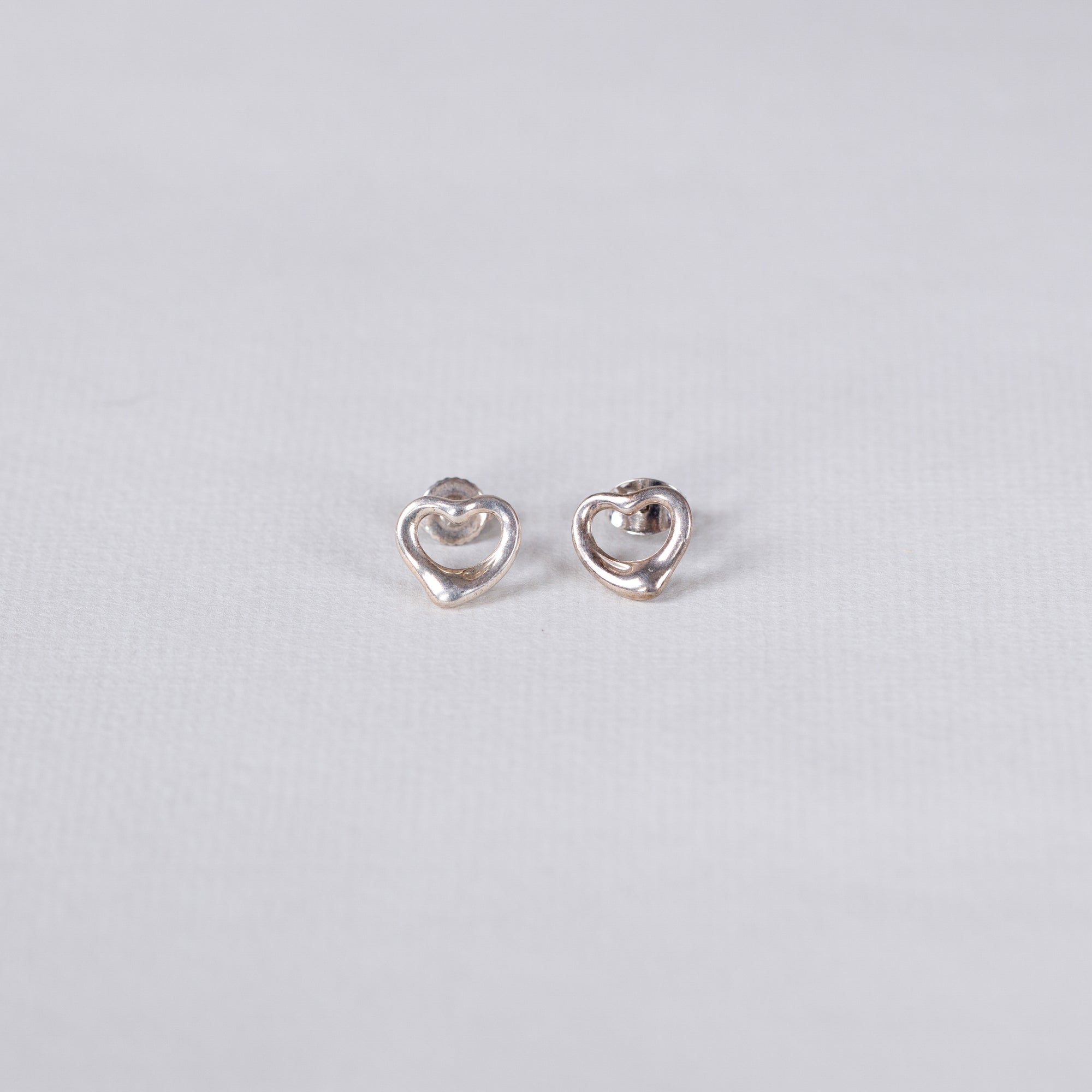 Vintage Sterling Silver Heart Stud Earrings