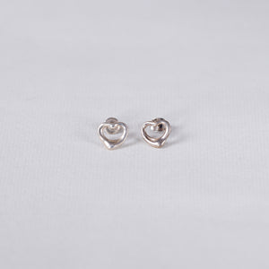 Vintage Sterling Silver Heart Stud Earrings