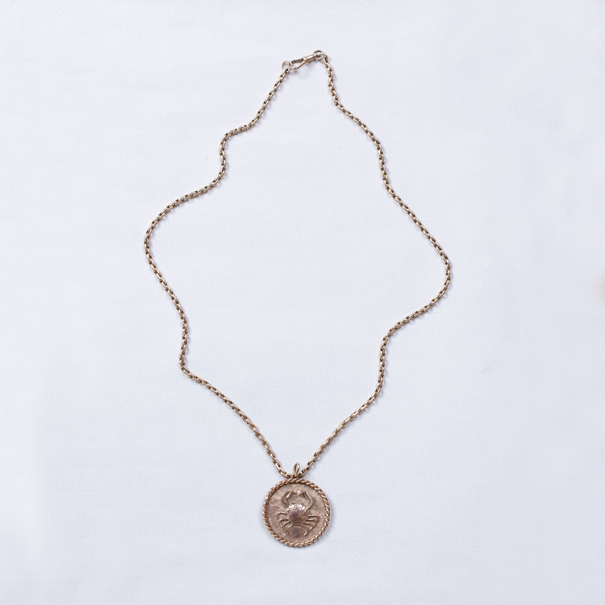 Vintage 9ct Gold Cancer Charm Pendant & Chain Necklace