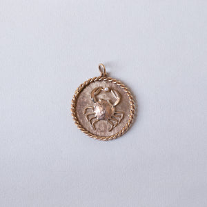 Vintage 9ct Gold Cancer Charm Pendant & Chain Necklace