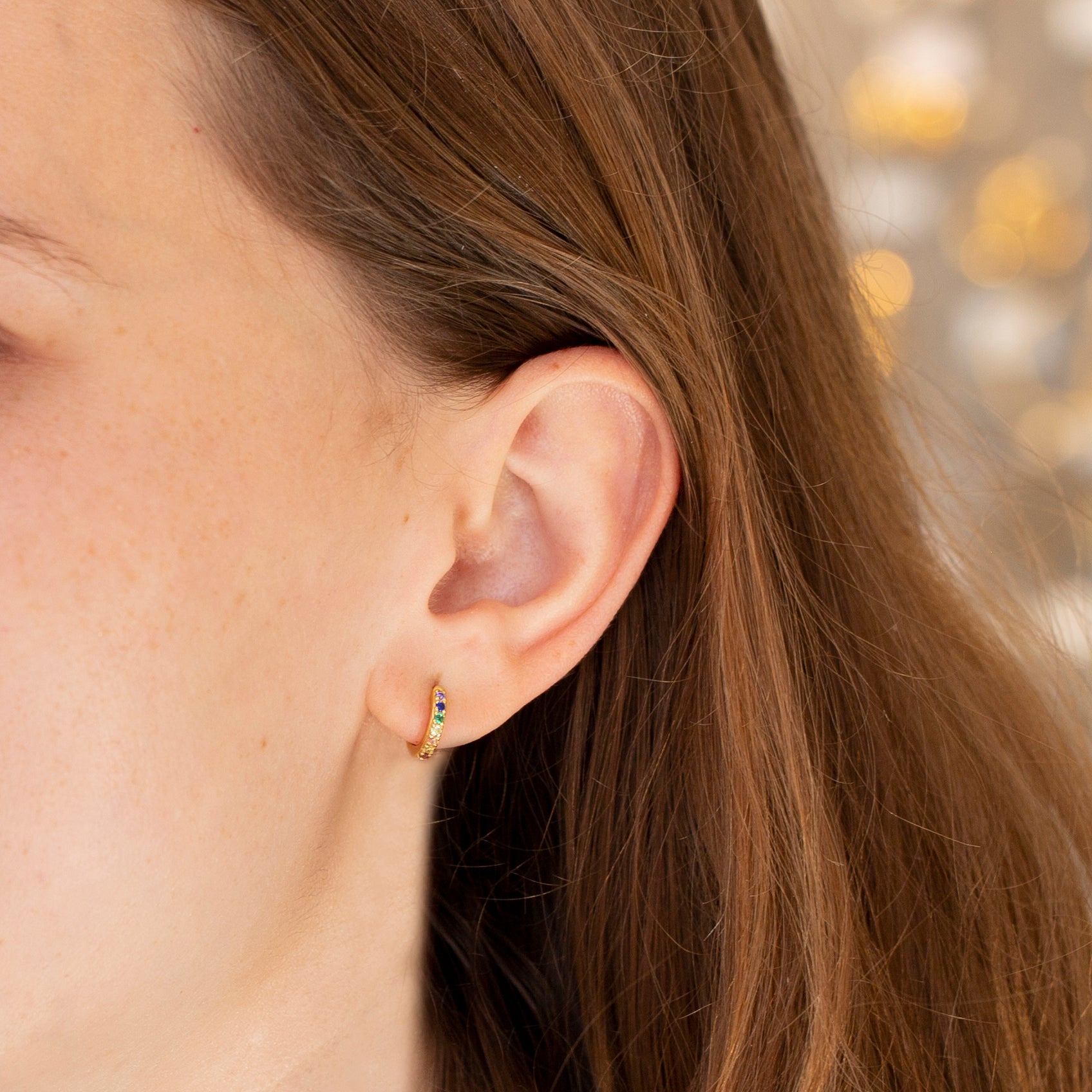 Rainbow Huggie Hoop Earrings