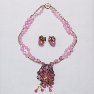 Vintage Pink Necklace and Earrings