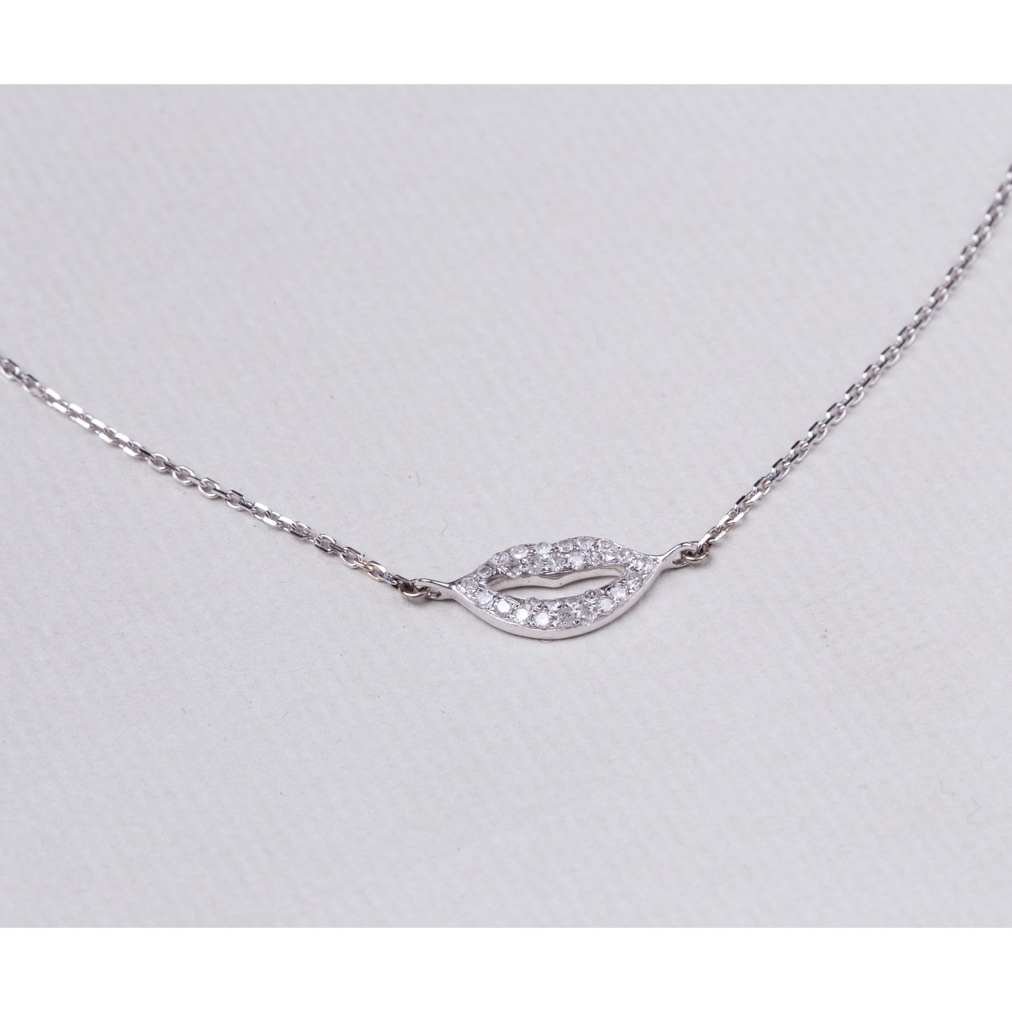 Pavé Diamond Lips Pendant Necklace