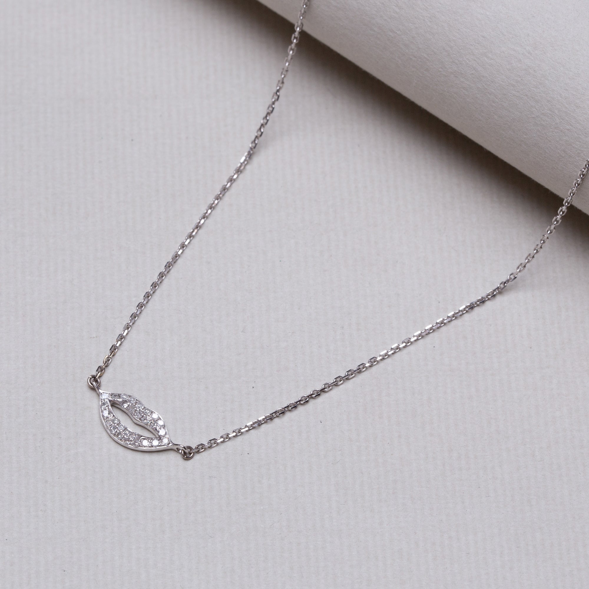 Pavé Diamond Lips Pendant Necklace