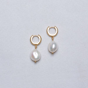 Baroque Pearl Huggie Hoop Earrings