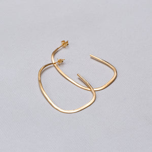 Gold Thin Flat Stud Earrings