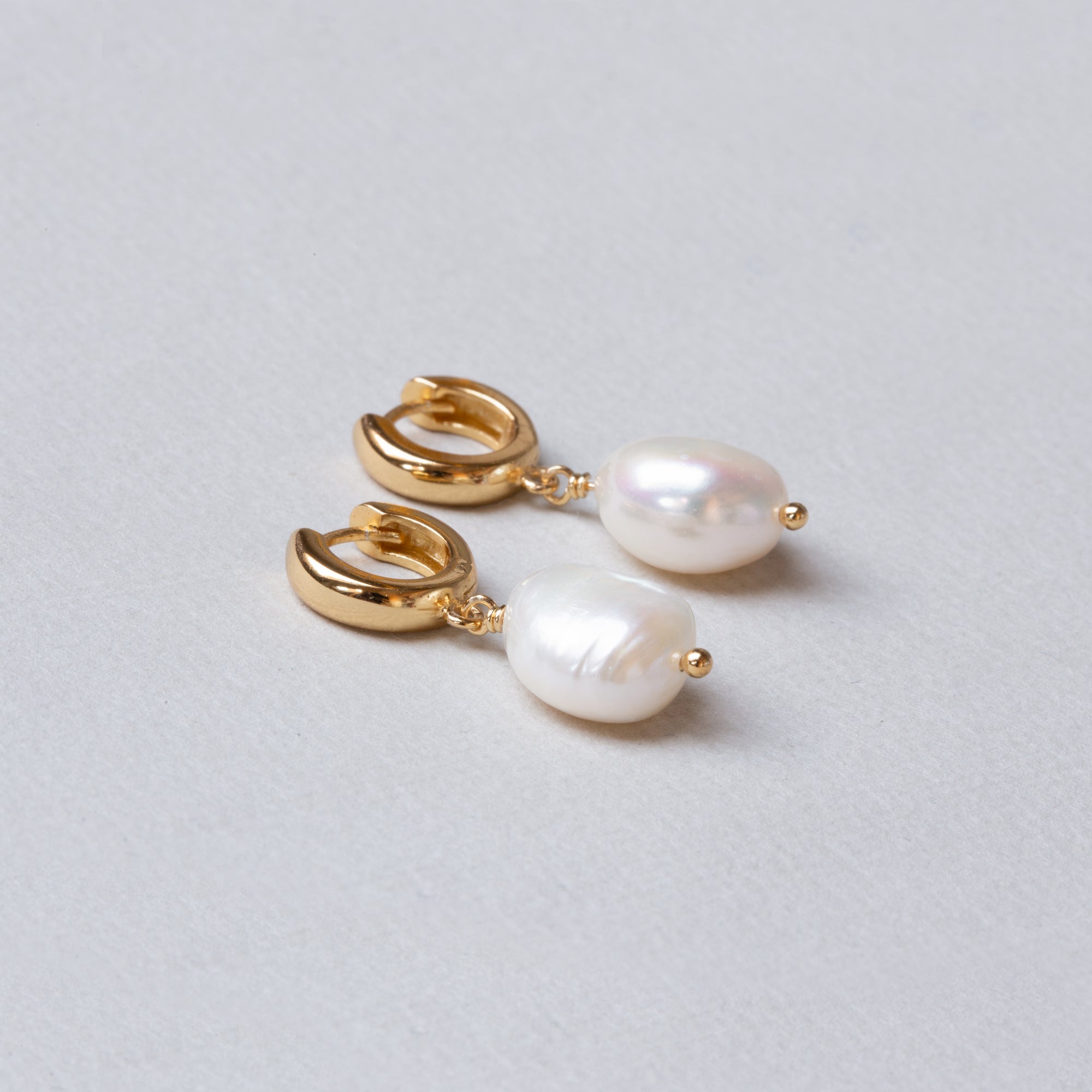 Baroque Pearl Huggie Hoop Earrings