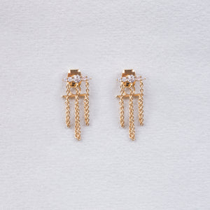 Triple Chain Stud Earrings with Cubic Zirconia