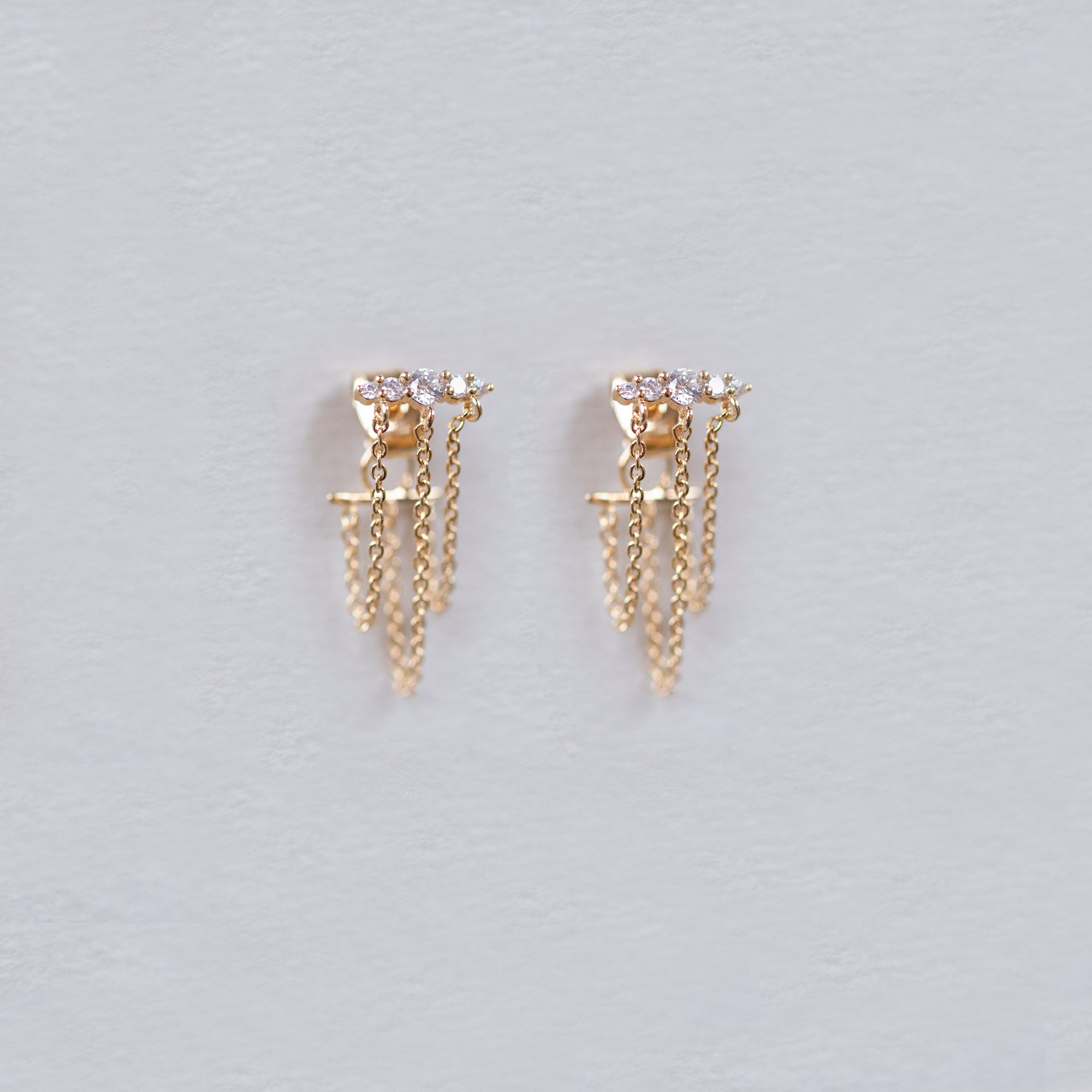 Triple Chain Stud Earrings with Cubic Zirconia