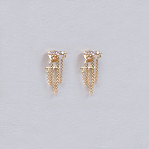 Triple Chain Stud Earrings with Cubic Zirconia