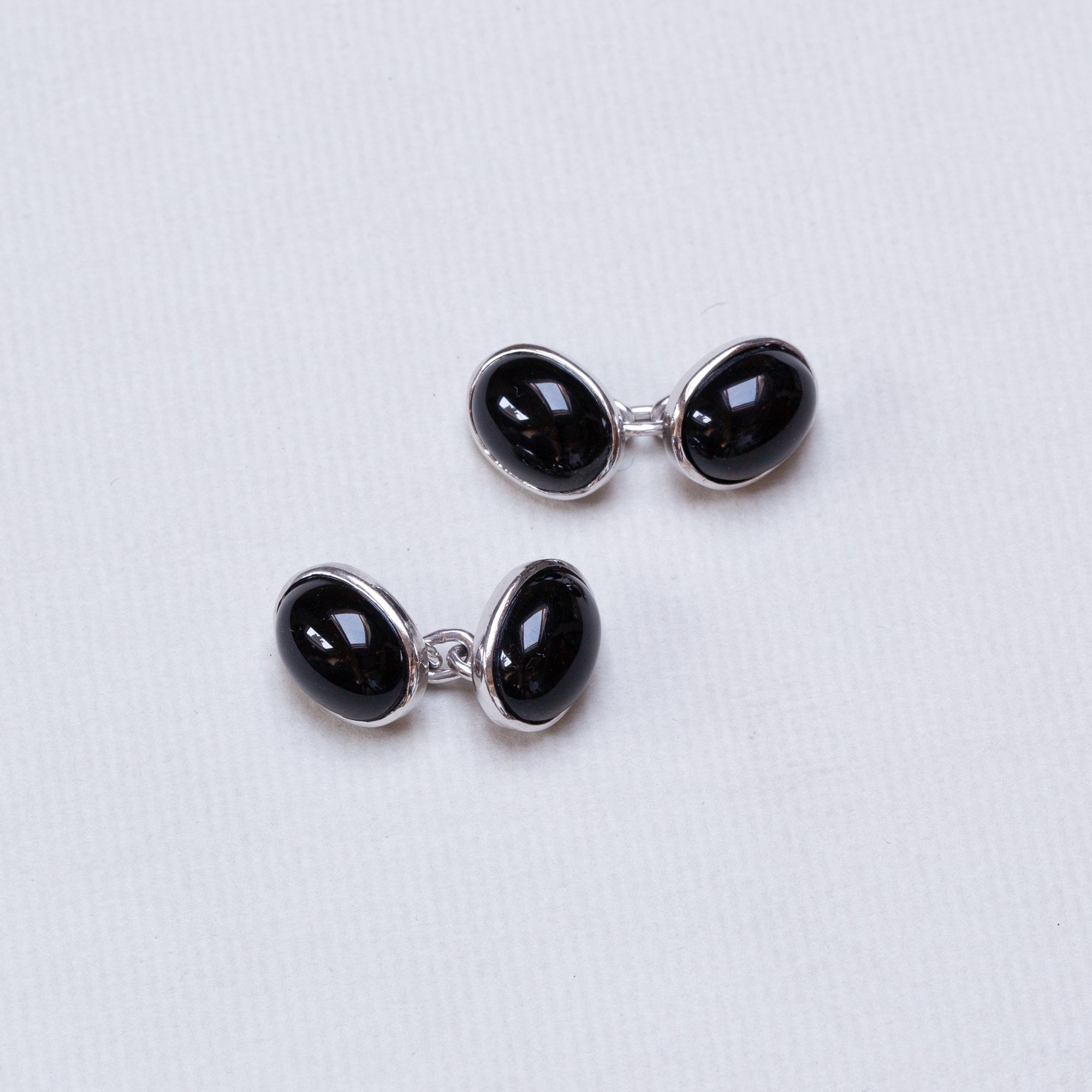 Vintage Onyx Silver Cufflinks