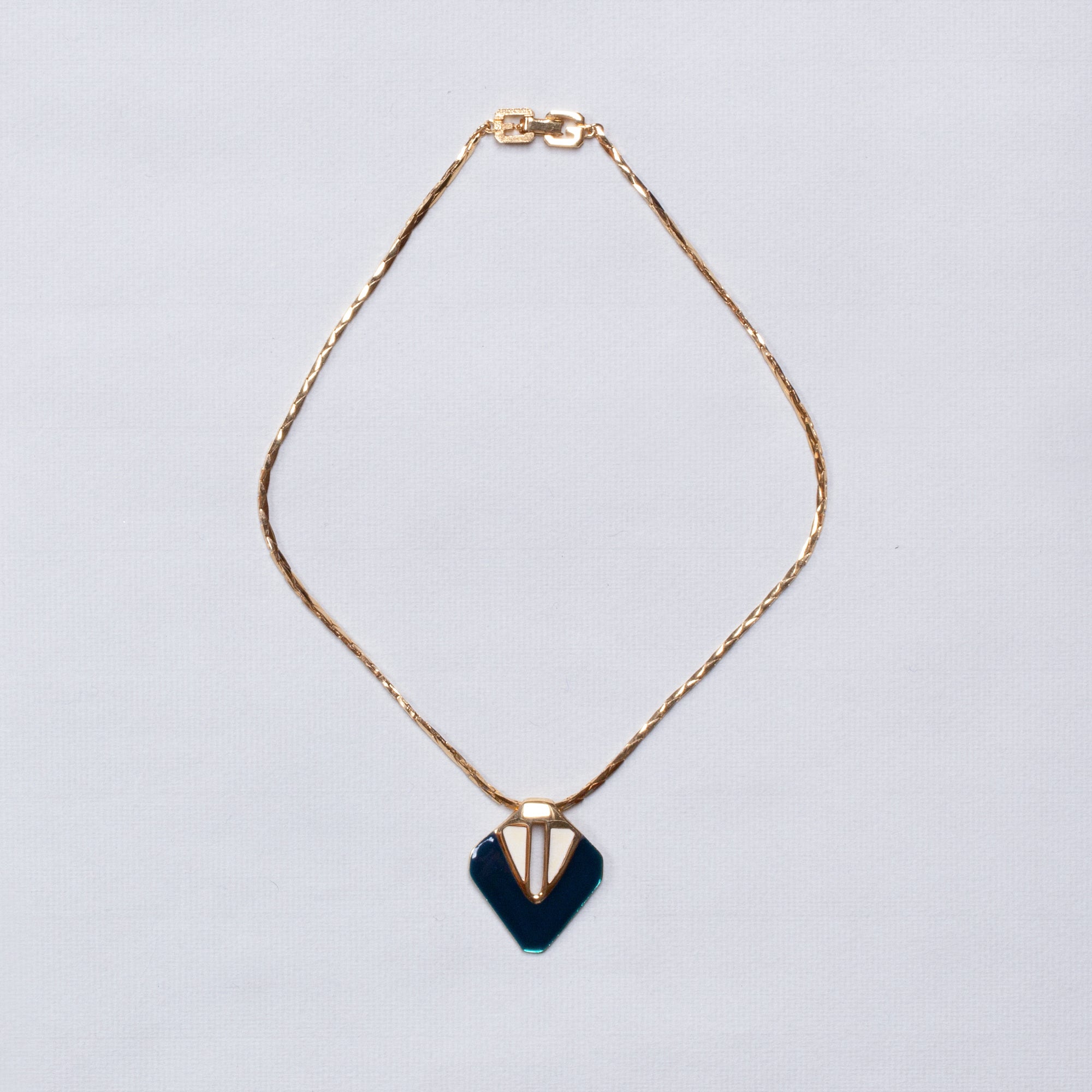 Vintage Gold Rhombus Enamel Necklace