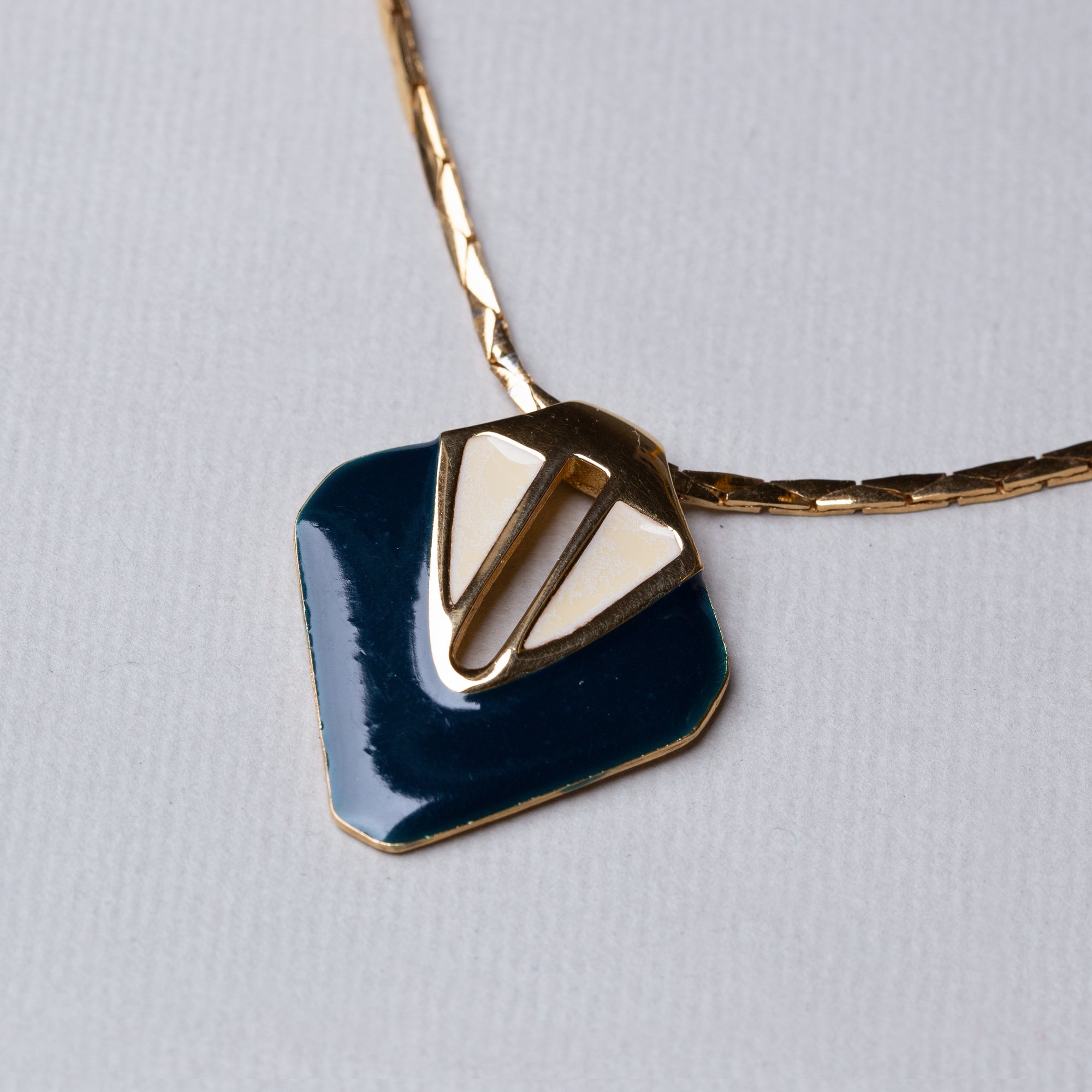 Vintage Gold Rhombus Enamel Necklace