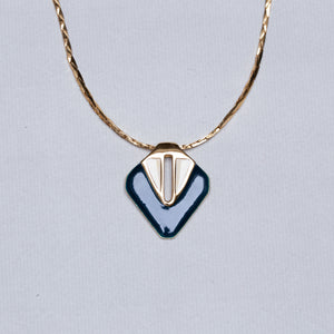 Vintage Gold Rhombus Enamel Necklace