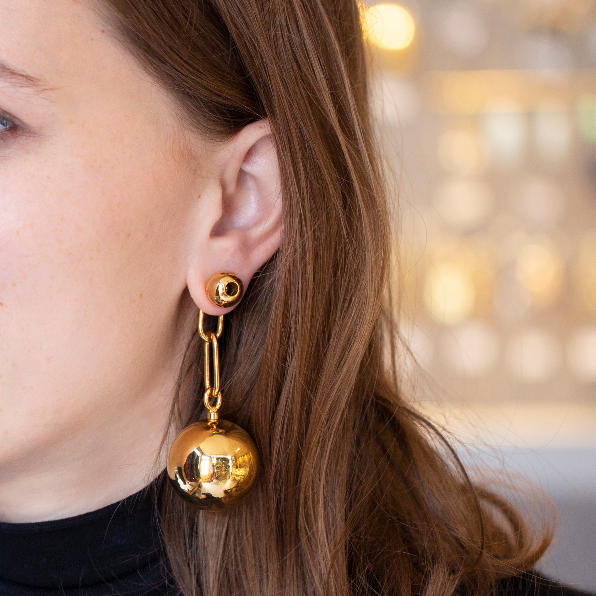 Vintage Sphere and Spike Drop Stud Earrings