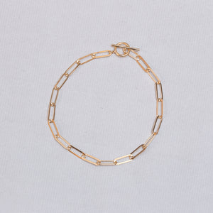 Gold-Plated Silver Chain Bracelet with T-bar