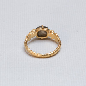 Gold Leaf Ring with Rustic Diamond