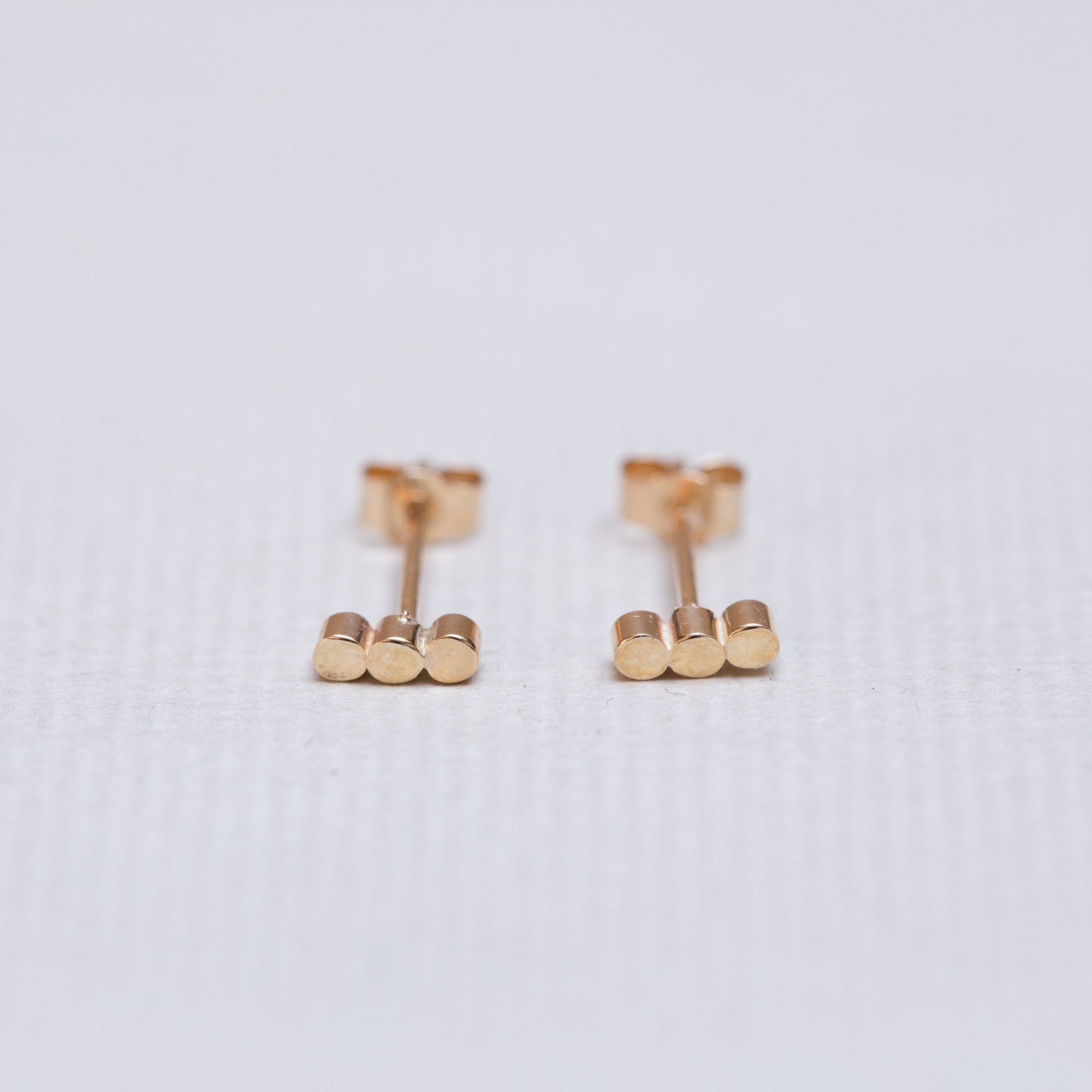 9ct Gold Three Dots Stud Earrings