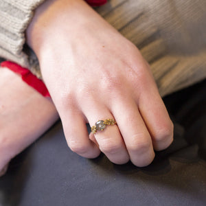 Gold Leaf Ring with Rustic Diamond