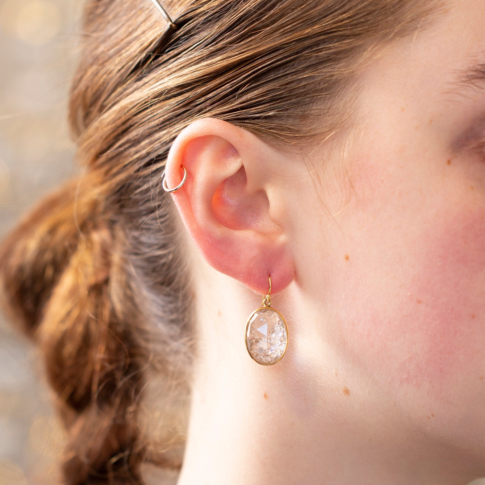 Rock Crystal Diamond Drop Earrings