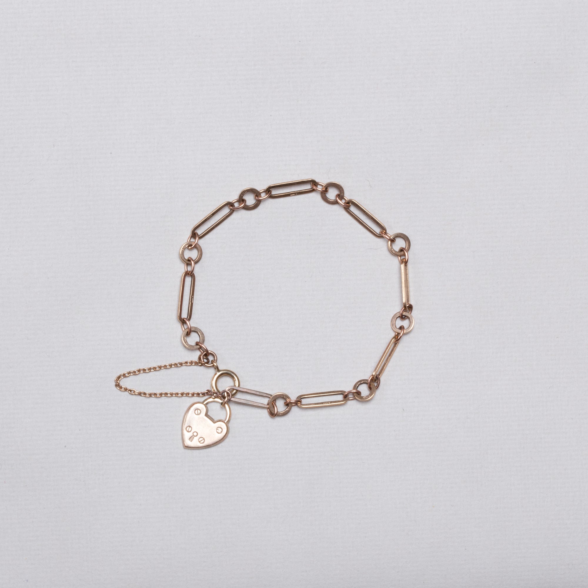 Georg Jensen 9ct Gold Heart Charm Chain Bracelet