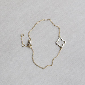 gold plated silver four leaf clover bracelet