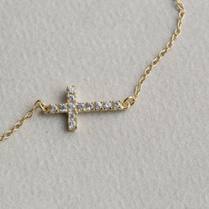 horizontal cross bracelet in detail