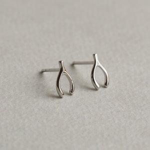 Silver Wishbone Stud Earrings