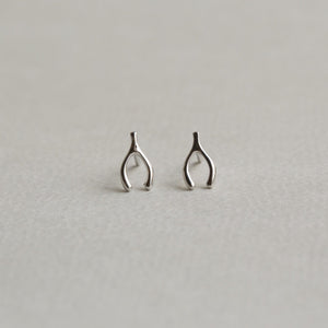 Silver Wishbone Stud Earrings