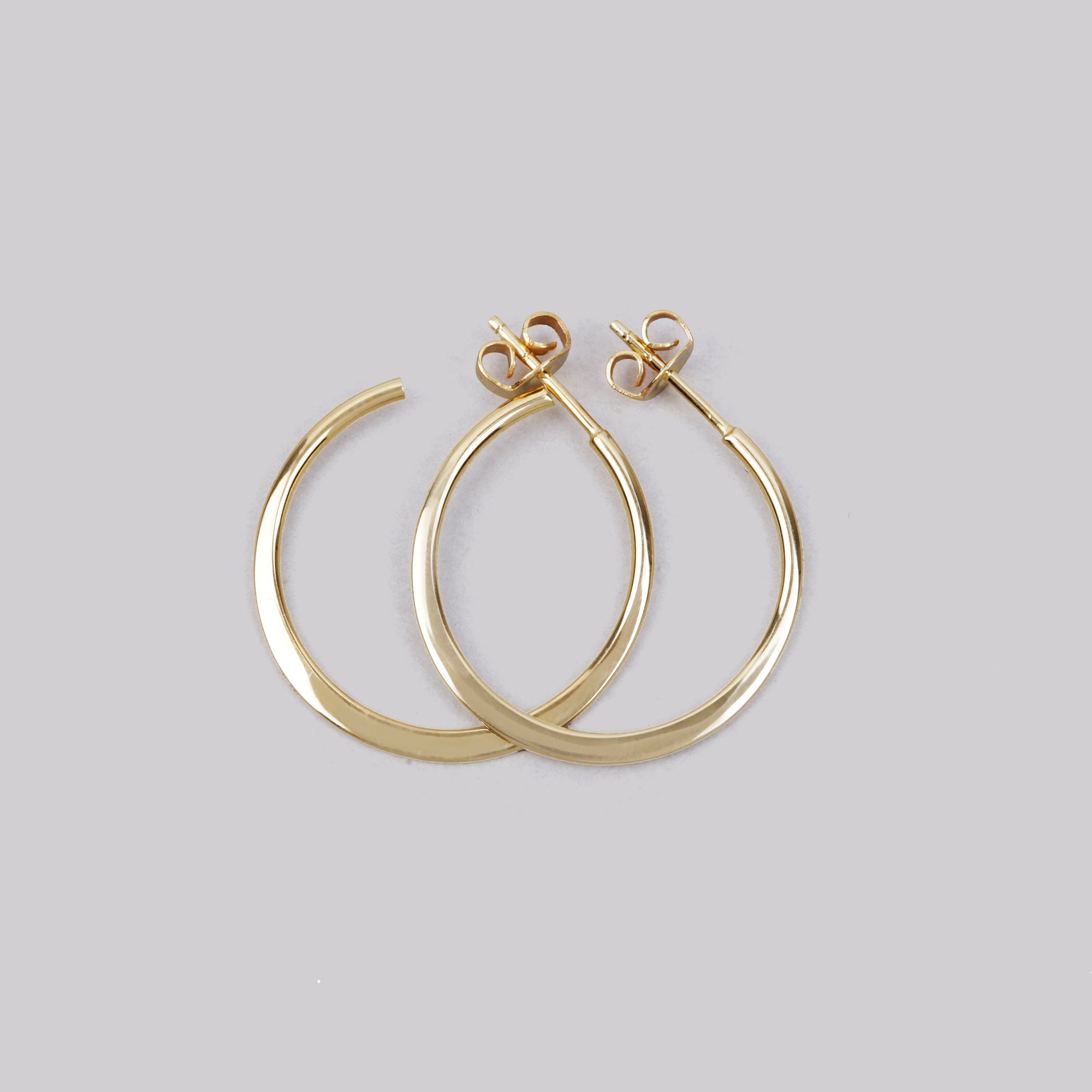 Wide Hoop Earrings Gold Plated Silver