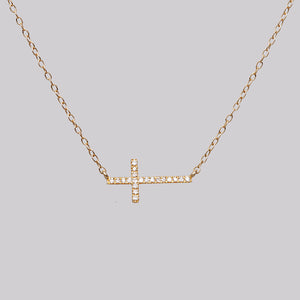 Sideway Diamond Cross Necklace