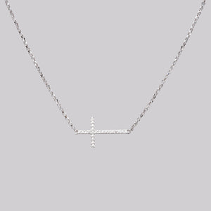 Sideway Diamond Cross Necklace