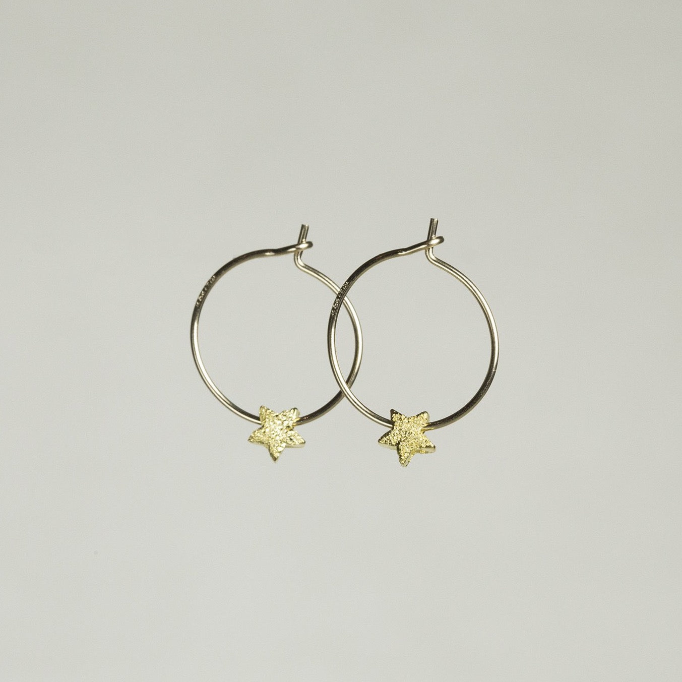 Gold plated star bead hoop earrings